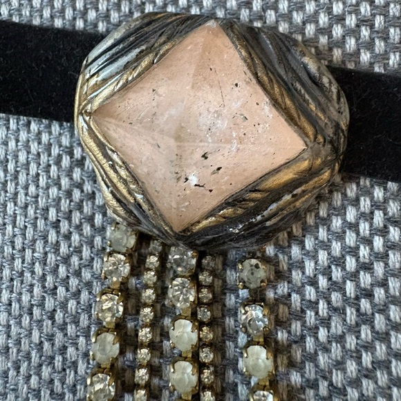 OOAK ADINA MILLS pink quartz pyramid and rhinestone choker #collectorsitem - Picture 2 of 7